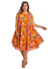 O-NEWE Casual Women Flower Printing High Low Swing Dresses
