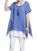 O-Newe Casual Women Short Sleeve Fake Two-Piece Irregular T-Shirt