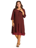 O-NEWE Chinese Style Vintage Solid Patchwork Fake Two-piece Split Dress For Women