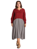 O-Newe Contrast Color V-Neck Long Sleeve Maxi Dress For Women