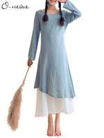 O-Newe Elegant Fake Two-piece Drawstring Maxi Dress For Women