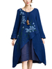 O-Newe Elegant Flower Printed Fake Two-Piece Dress For Women