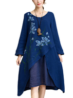 O-Newe Elegant Flower Printed Fake Two-Piece Dress For Women