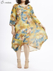 O-Newe Elegant Flower Printing High Low Chiffon Maxi Dress For Women