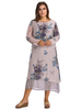 O-Newe Elegant Plus Size Flower Printed Fake Two-piece Maxi Dress For Women