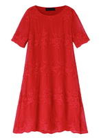 O-NEWE Elegant Solid Crochet Embroidery Party Dress For Women
