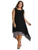 O-NEWE Elegant Women Fake Two-piece Solid Splicing Asymmetrical Dress