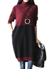 O-NEWE Fashion Turtleneck Two Colors Stitching Dress For Women