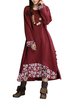 O-Newe Floral Patchwork Long Sleeve Fake-Two Piece Dress For Women