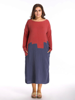 O-Newe Folk Style Contrast Color Stitching Maxi Dress For Women