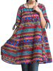 O-NEWE Folk Style Geometric Printed A-Line Dress For Women