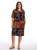 O-NEWE Folk Style Printed V-Neck Straight Dress For Women