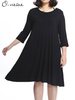 O-Newe Loose Pure Color Back Bow Mini Dress For Women