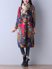 O-Newe Loose Printed Long Sleeve O-Neck Dress For Women