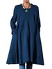 O-Newe Loose Pure Color Long Sleeve Ruffled Dress