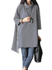 O-Newe Loose Stripe Turtleneck Pocket High Low Blouse For Women