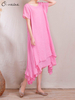 O-Newe Loose Women Ethnic Style Fake Two-piece High Low Maxi Dress