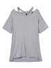 O-Newe Loose Women Solid V-Neck Hollow Out T-Shirt