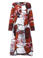 O-NEWE O-neck Long Sleeves Printed Dresses For Women