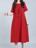O-NEWE O-neck Short Sleeves Vintage Dresses For Women