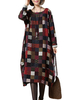 O-Newe Plus Size Color Block Plaid Long Sleeve Dress For Women