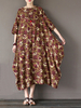 O-Newe Plus Size Floral Print Half Sleeve Irregular Robes Dress For Women