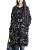 O-Newe Plus Size Graffiti Printed Loose Long Sleeve Midi Dress