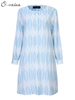 O-Newe Plus Size Printed O-Neck Long Sleeve Button Thin Long Cardigan