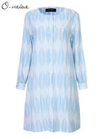 O-Newe Plus Size Printed O-Neck Long Sleeve Button Thin Long Cardigan