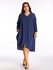 O-Newe Plus Size Solid Button Ruffled Asymmetric Dress Women Cardigan