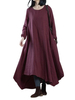 O-NEWE Plus Size Solid Color Round Neck Irregular Maxi Dress For Women