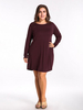O-Newe Plus Size Solid Long Sleeve A-line Mini Dress For Women