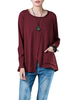 O-Newe Plus Size Solid Long Sleeve Split Asymmetric Tops For Women