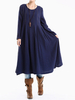 O-Newe Plus Size Solid O-Neck Long Sleeve Midi Dress For Women