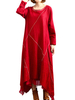 O-Newe Plus Size Solid Patchwork Long Sleeve Double-Layer High Low Dress