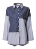 O-Newe Plus Size Stripe Color Contrast Long Sleeve Lapel Shirt For Women