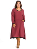O-Newe Plus Size Vintage Patchwork Long Sleeve Irregular Maxi Dress For Women