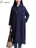 O-NEWE Plus Size Women Casual Solid Color Hooded Button Thicken Dress