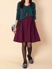 O-Newe Plus Size Women Color Contrast Drawstring A-Line Dress