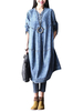 O-Newe Plus Size Women Loose Long Sleeve Denim Dress