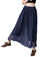 O-NEWE Plus Size Women Pure Color Chiffon Palazzo Pants