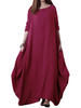 O-Newe Plus Size Women Solid Long Sleeve Ball Gown Dress Maxi Dress