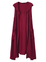 O-NEWE Sleeveless Pocket Hooded Vest Cardigan For Women