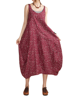 O-Newe Tribal Style Strap Floral Printed Lantern Maxi Sundress For Women