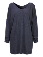O-NEWE V Neck Batwing Sleeve Mid-length Blouse For Women