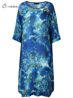 O-Newe Vintage Flower Printed Half Sleeve Dress For Women
