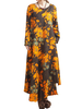 O-Newe Vintage Flower Printed Ruffled Asymmetric Maxi Dress For Women