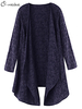O-NEWE Vintage Jacquard Irregular Hem Coat For Women