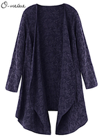 O-NEWE Vintage Jacquard Irregular Hem Coat For Women