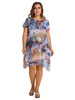 O-NEWE Vintage Printed O-Neck Short Sleeve Chiffon Dress For Women